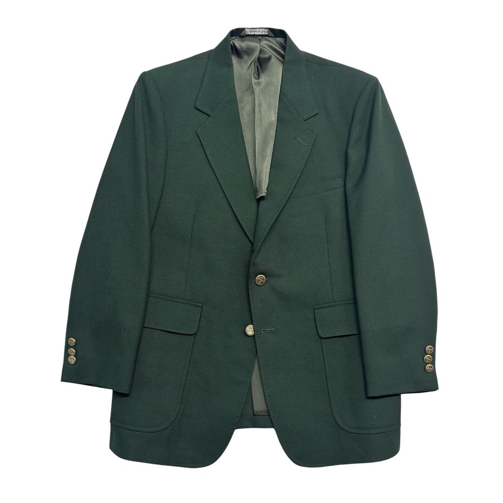 vtg Arnie 40S Green Golf Blazer Gold Buttons Blazer Jacket Hopsack Sport Coat